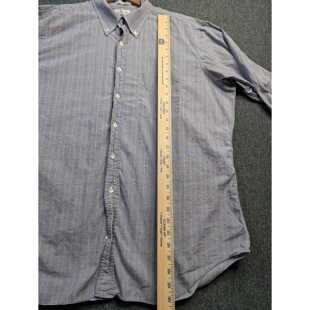Paul Fredrick Mens Blue Plaid‎ Cotton Broadcloth Button Down Shirt 17.5 33 USA - Picture 7 of 11